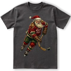 Vintage Santa Hockey T-Shirt North Pole Jersey Christmas Holiday Sports Sweater
