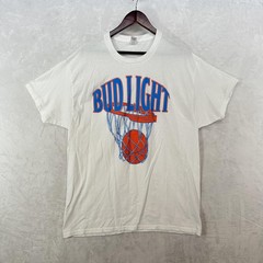 Hanes Shirt Mens XL White Bud Light Basketball Hoop Graphic Beer Tee Promo