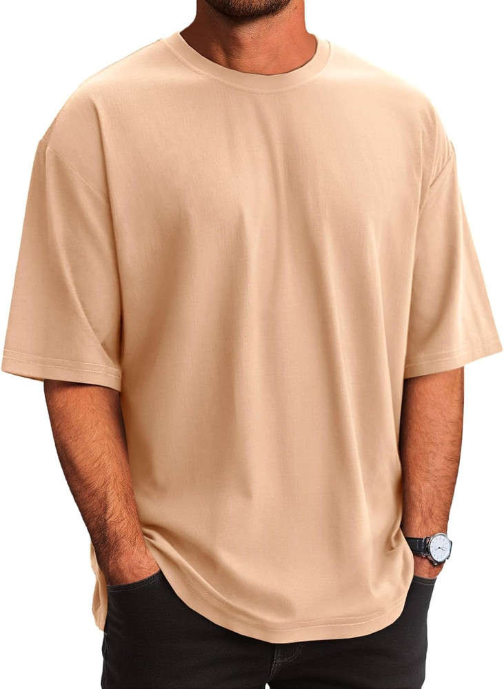 Mens Casual T-Shirts Short Sleeve Lightweight Oversized Summer Cotton Tee Beach