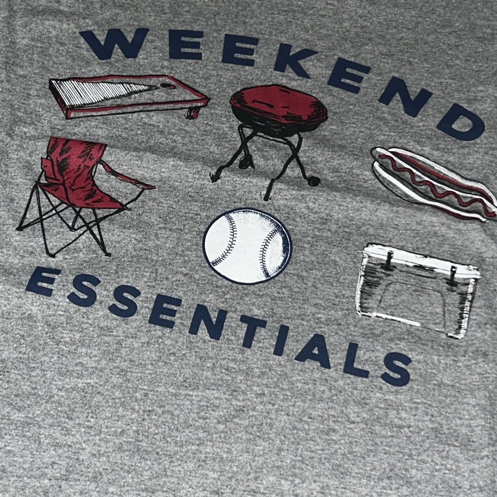 Men’s Grey XL T-Shirt Weekend Essentials Graphic Cotton Blend Crew Neck