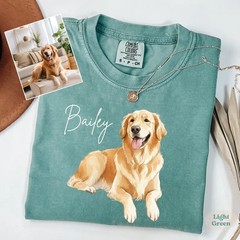 Custom Pet Portrait Watercolor Comfort Tee Personalized Dog Cat Shirt