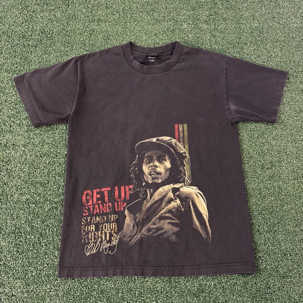 Vintage 2007 Y2K Zion Bob Marley Get Up Stand Up Graphic Black T-Shirt Medium