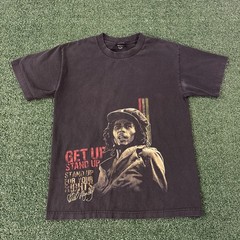 Vintage 2007 Y2K Zion Bob Marley Get Up Stand Up Graphic Black T-Shirt Medium