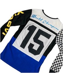 Racing Checkered Finish Line Flag Automobile #15 Motor Long Sleeve T-Shirt Large