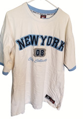 212 NYC Team Sports City Mens Sz XL Embroidered T-Shirt White/Blue Y2K/90’s VTG