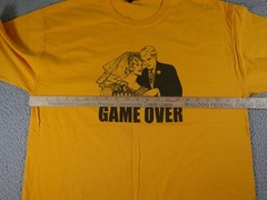 Game Over Wedding Shirt Mens Large Yellow Funny Graphic Carbon Tee Novelty