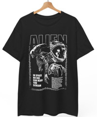 Alien Space Black Graphic Shirt Sci Fi Horror Retro Movie Unisex Tee Top