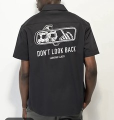 Lurking Class Zip Up Work Shirt Sz M Sketchy Tank Don’t Look Back Black Jacket