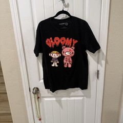 Gloomy Bear Graphic T-Shirt Black Anime Horror Tee Size L