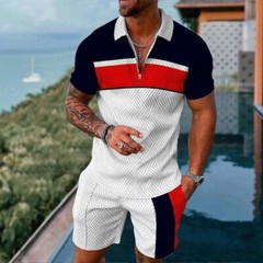 2-Piece Set Men’s Sweatsuit Short Sleeve T Shirts & Shorts Set Summer-Outfit US