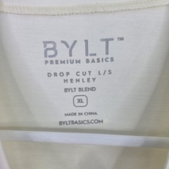 BYLT Premium Basics Men’s XL Drop Cut Lux Shirt Long Sleeve Henley Off White NWT