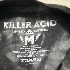 Killer Acid Men’s Black Gray Yellow Cotton Tie Dye Sun Graphic T-Shirt Size M