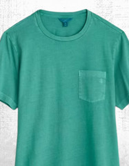 Mens Seasalt Cotton Crew Neck Chest Pockets T-shirt Deep Hepworth Cyan Boxy Fit