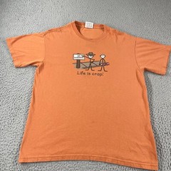 VTG Life is Crap “No Skateboarding” T-Shirt Orange Adult Men’s Size Medium Tee *