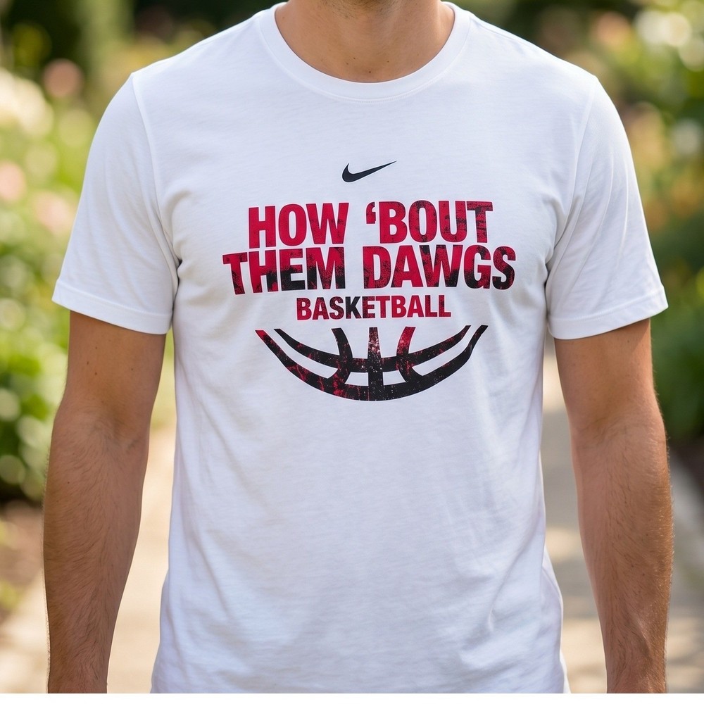 Nike Georgia Bulldogs Basketball T-Shirt White How Bout Them Dawgs Mens M
