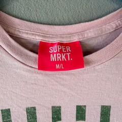 Super Mrkt Merry & Bright Christmas Tree Graphic Tee Pink Unisex Size M/L Fair
