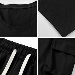 2 Pack Men’s Cargo Pants & T Shirt Set Multi Pocket Casual Athletic Outfit