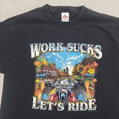 Hot Leathers T Shirt Mens Large Black Biker Work Sucks Lets Ride Graphic 2008