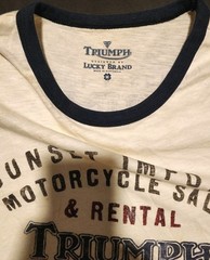 VTG 2011 Lucky Brand x Triumph “Sunset Imports” Dlb Sided Ringer Tee Medium RARE