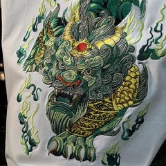 Men Embroidery Dragon Graphic T-Shirt Casual Short Sleeve Crewneck Cotton Tee