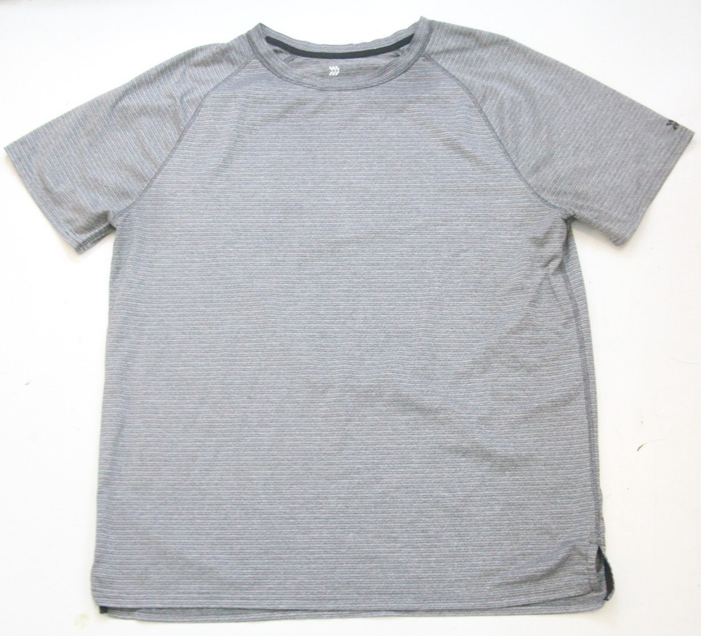 Large All In Motion Gray Crewneck T-Shirt Top Short Sleeve Poly Spandex WS463