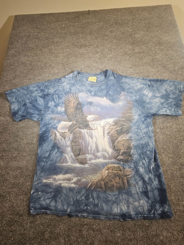 Vintage The Mountain Bald Eagle Waterfall Tie-Dye T-Shirt – Size XL – USA Made