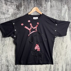 Iceberg Men’s Snoopy Print Shirt Size XL Strap Button Sleeves Black