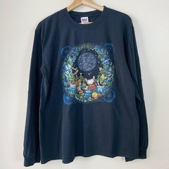 Vintage 90’s Magic Wizard Galaxy Fantasy Nature Art Black Tee Shirt – Medium
