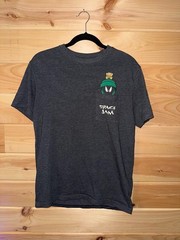 Vintage Space Jam Pocket T-Shirt Size Large Gray Embroidered Marvin The Martian