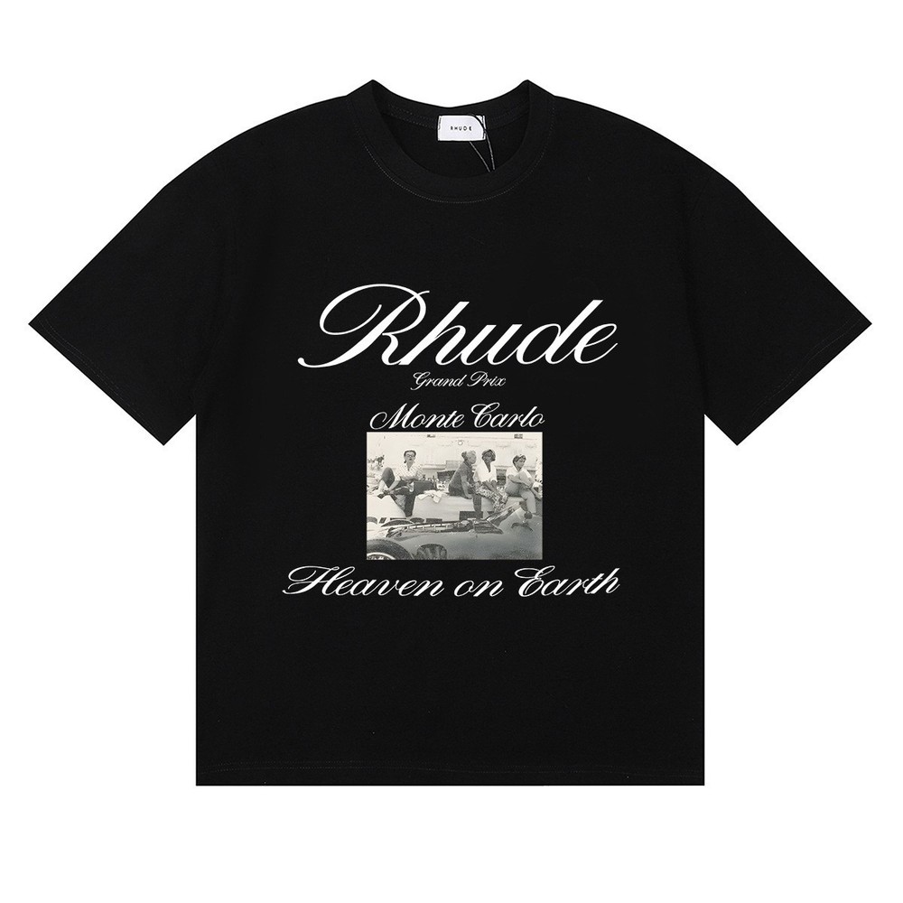 Men Women RHUDE Print Letter People Cotton Short Sleeve POLO Loose T-Shirt S-2XL