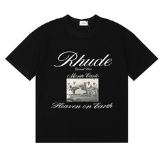 Men Women RHUDE Print Letter People Cotton Short Sleeve POLO Loose T-Shirt S-2XL