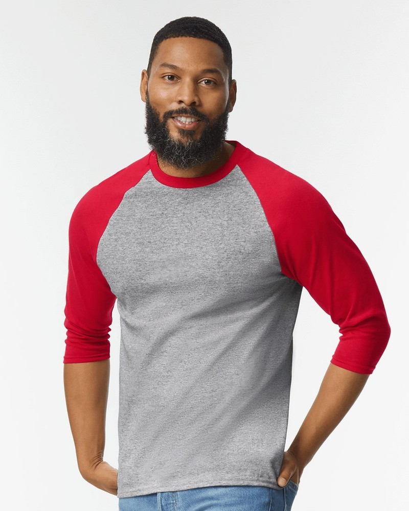 Gildan Raglan Three-Quarter Sleeve T-Shirt 5700 S-3XL Baseball Shirt