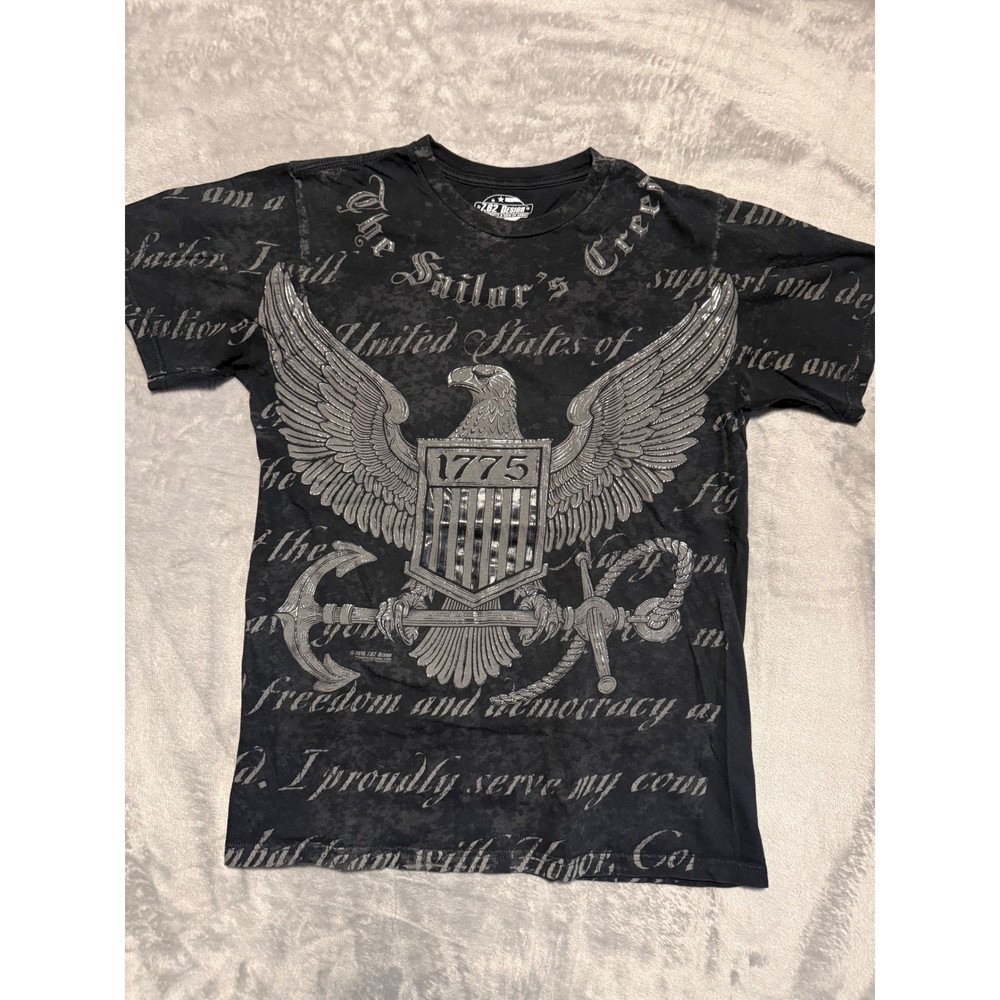 7.62 Design T-Shirt Mens Medium Black Eagle Anchor US Navy Military Graphic