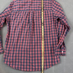 Chaps Plaid Button Down Shirt Mens M Red Blue Long Sleeve Easy Care Cotton Blend