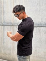 Mens Clothing New Fashion V neck Short Sleeve T Shirt Men Slim Fit T-shirt Men c
