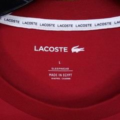 LACOSTE Shirt Mens Large Red Pullover Crew Long Sleeve Cotton Logo Tee T-Shirt