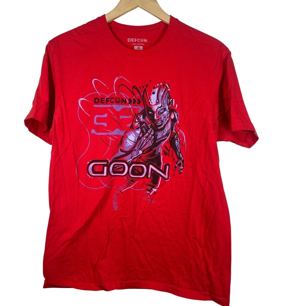 DEFCON Goon Red Graphic T-Shirt Mens Medium Convention Tech Staff Tee