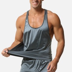 Men Oil Shiny Glossy Tank Top T-shirts Sleeveless Gym Tops Sports Running Vest