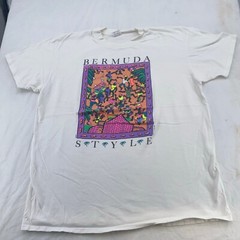 vintage 90s BERMUDA STYLE T-Shirt L/XL neon beach surf