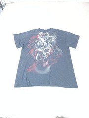 Y2K Dragon Shirt Mens Medium Black Skull Snake Gothic Horror Graphic Tee Top T
