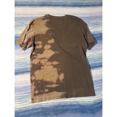 Upcycled Bleach Wash Tee Charcoal Olive Gold Asymmetric Mens Large Moths