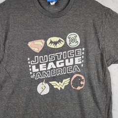 Vintage Justice League Shirt Mens Large Gray DC Comics Superman Batman Graphic