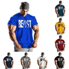 Men Gym Beast Bodybuilding Fitness Sport Workout Casual Cotton T-shirt Tee Vest