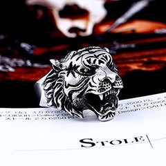 Mens Fashion Jewelry Rings, 316L Stainless Steel rings Animal Roar Tiger Ring…