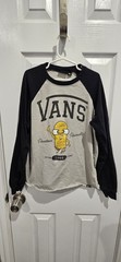 VANS boys Long Sleeve Graphic T-Shirt White Black Yellow Size M