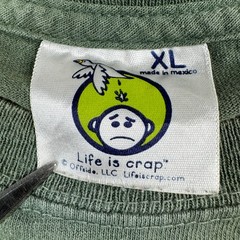 Life is Crap Mens XL T Shirt No Fishing Green Funny 100% Cotton