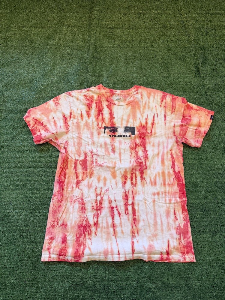 Vans Tie Dye Orange Red White Eyes Graphic T Shirt Tee Skater Size Medium