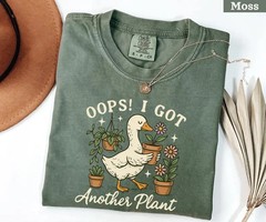 Funny Plant Lover T-Shirt Oops I Got Another Plant Duck Graphic Tee Gardening