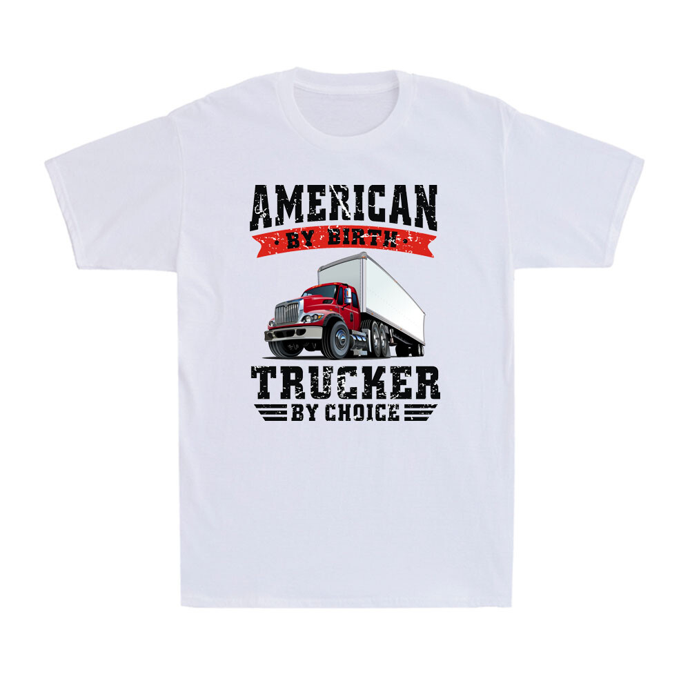 American By Birth Trucker By Choice Funny Truck Driver Dad Vintage Men’s T-Shirt