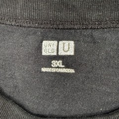 Uniqlo U T-Shirt 3XL Black Crew Neck Short Sleeve Cotton Mens 341-433028
